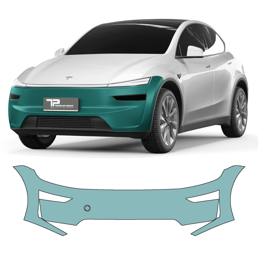 Tesla Model Y „Juniper“ mit markierter Stoßstange und passender Schnittkontur