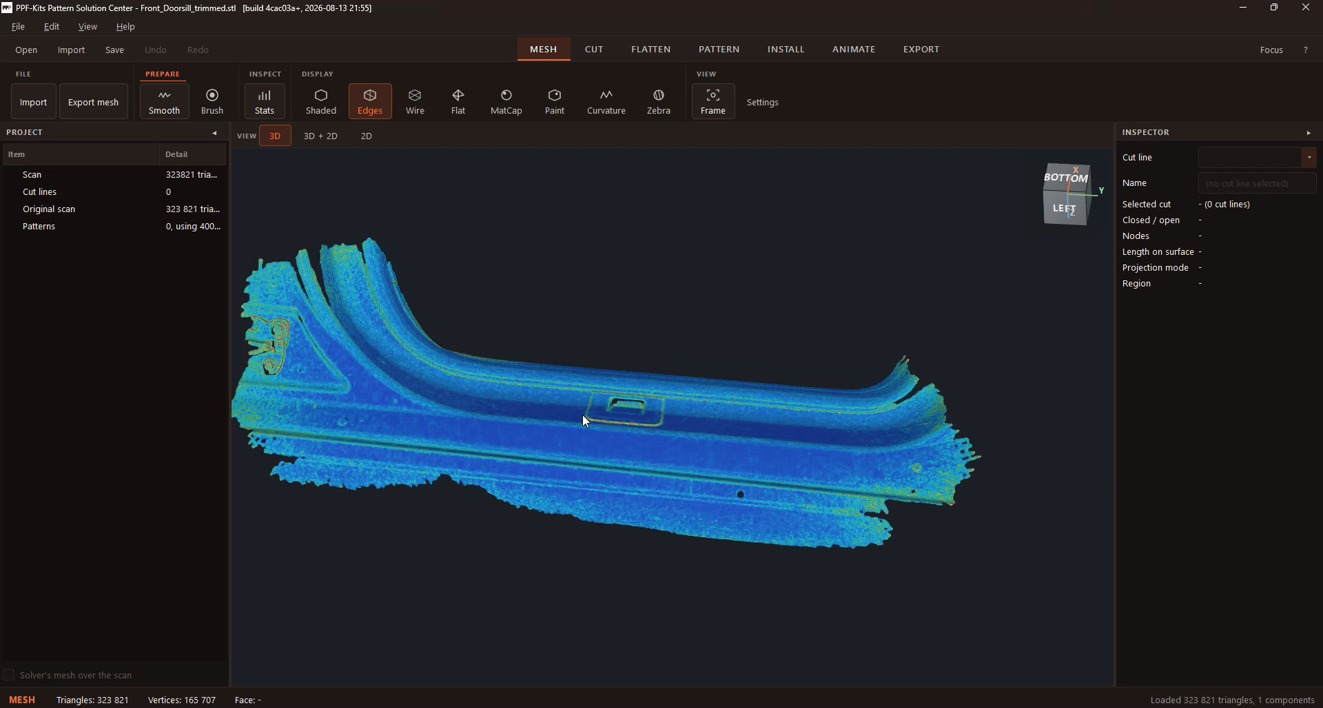 Pattern-Erstellung am 3D-Modell einer Tesla Model 3 „Highland“ Einstiegsleiste